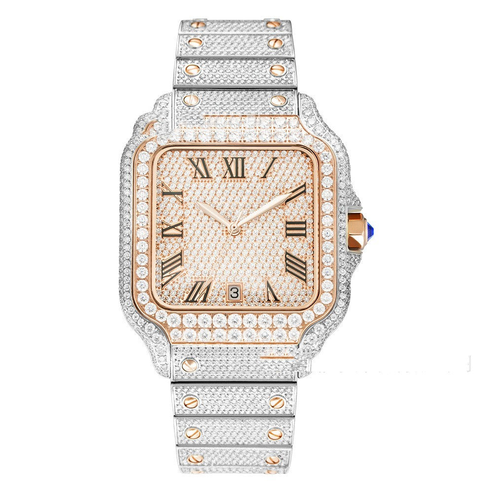 Clarity Moissanite Watch Men's Stainless Steel