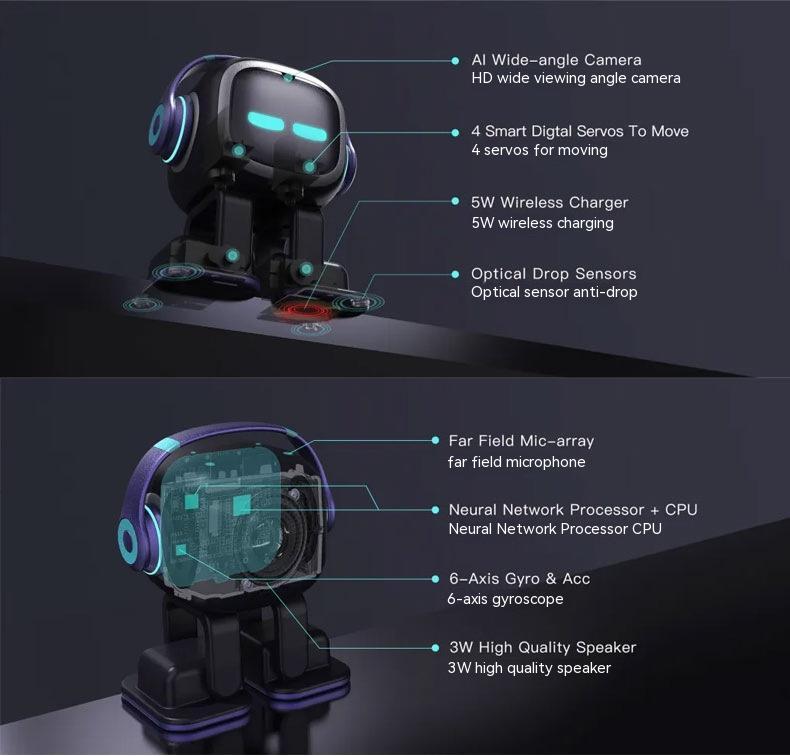 AI Robot Toy with Voice Recognition & Emotional Interaction, Smart Desktop Companion Pet for Kids, Bluetooth & App-Controlled Robot