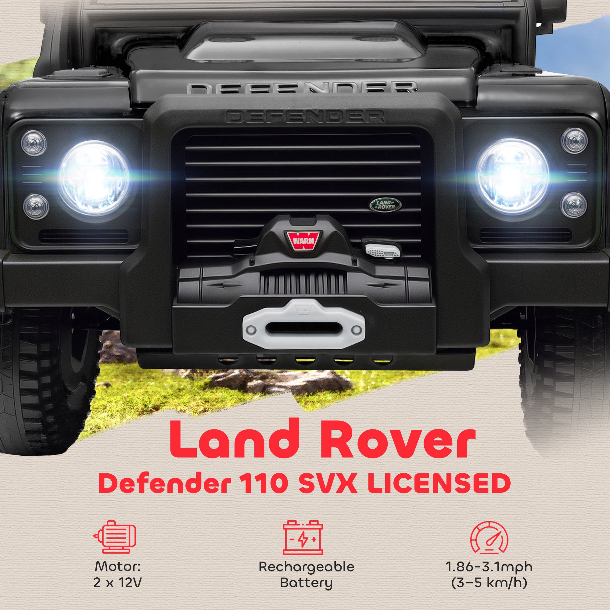 Electric Car For With Remote Control, Dual Motors, Spring Suspension, LED Lights, Black