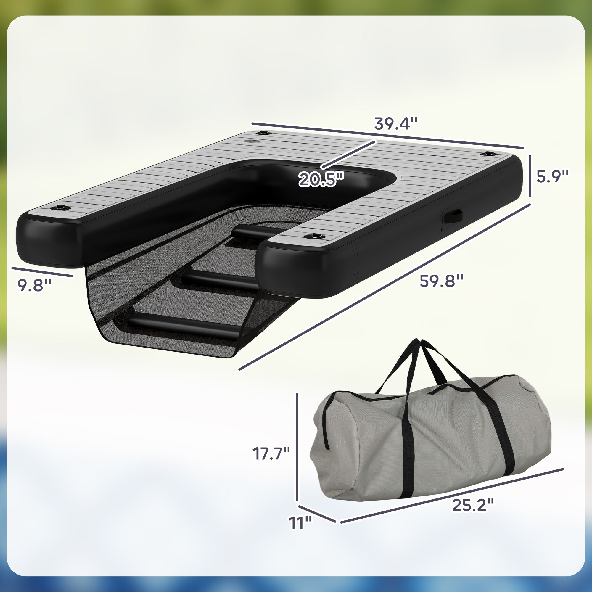 Inflatable Dog Boat Ramp Up To 286 Lbs, For Boat, Dock, Lake, Non-Slip, Safe & Easy