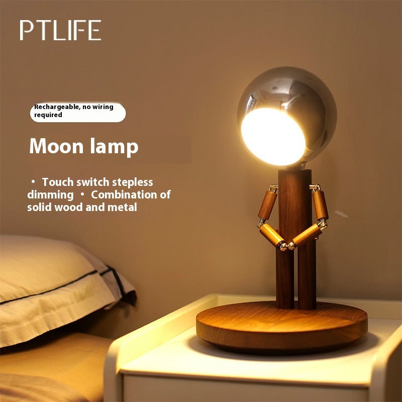 Creative Moon Penalty Station Lamp Bedhead Atmosphere Solid Wood Desktop Decoration